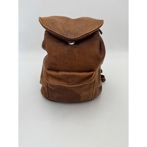 Victoria Leather Co Adjustable Straps Flap Closure Leather Backpack Brown